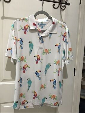 chubbies White Polo with Multicolor Parrot Print
